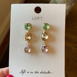 LOFT NWT Pastel Crystal Gem Drop Earrings